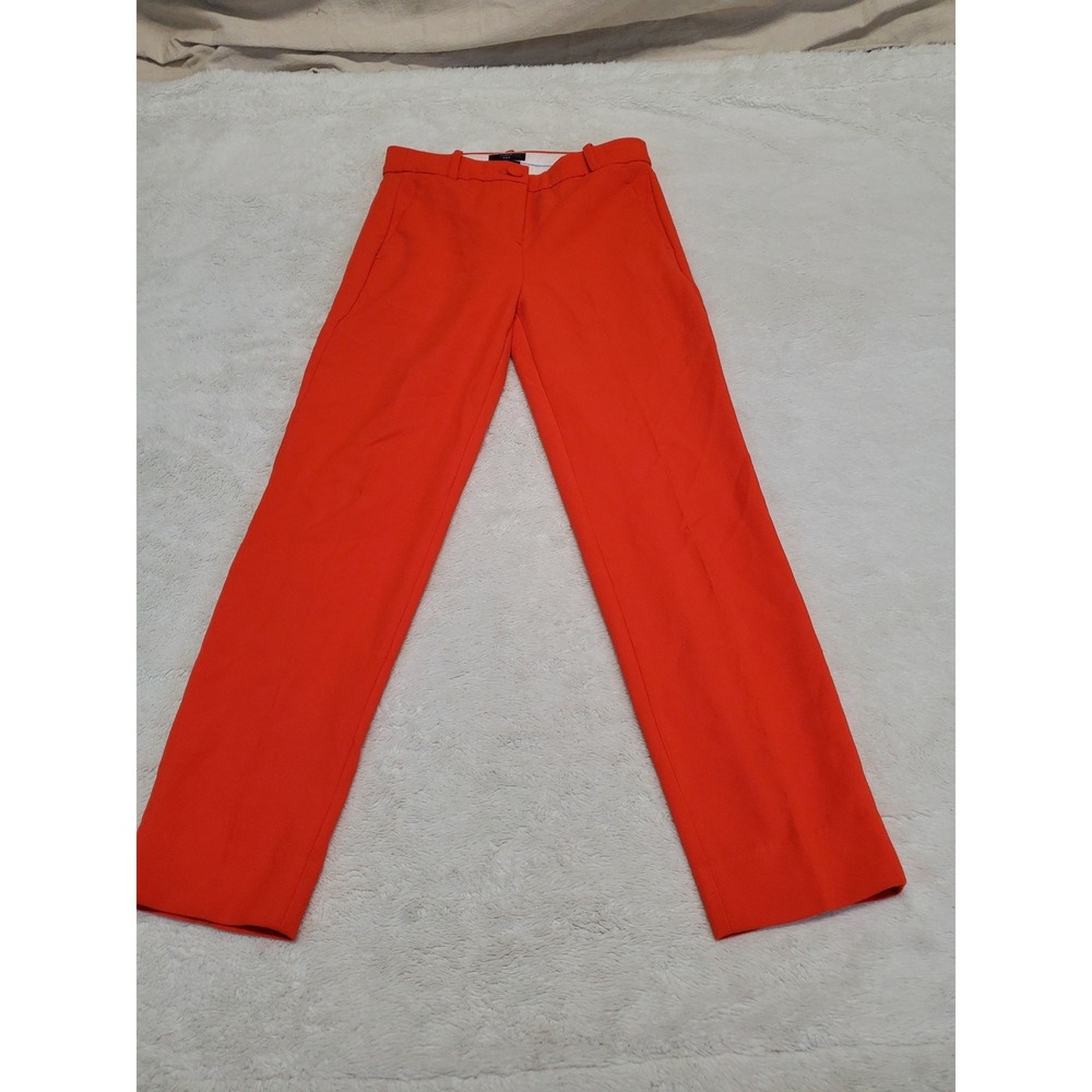 J. Crew Orange High Rise Cameron Pants 2 Classic Artsy Bold Office Statement